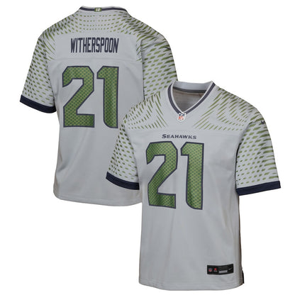 Devon Witherspoon 21 Seattle Seahawks YOUTH 2025 Rivalries Collection Game Jersey - Wolf Gray
