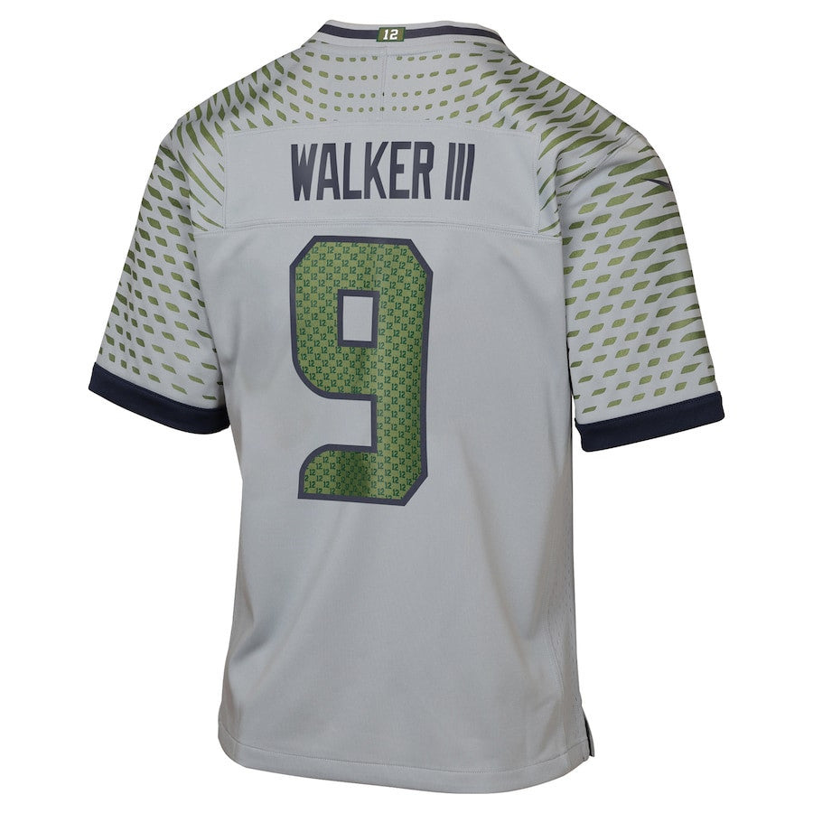 Kenneth Walker III 9 Seattle Seahawks YOUTH 2025 Rivalries Collection Game Jersey - Wolf Gray
