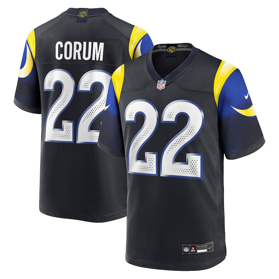 Blake Corum 22 Los Angeles Rams 2025 Rivalries Collection Game Men Jersey - Midnight Blue