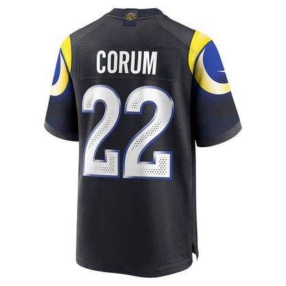 Blake Corum 22 Los Angeles Rams 2025 Rivalries Collection Game Men Jersey - Midnight Blue