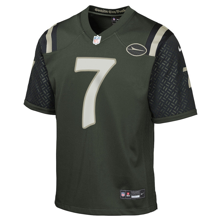 Justin Fields 7 New York Jets YOUTH 2025 Rivalries Collection Game Jersey - Gotham Green