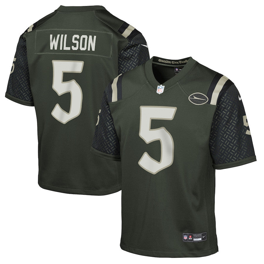 Garrett Wilson 5 New York Jets YOUTH 2025 Rivalries Collection Game Jersey - Gotham Green
