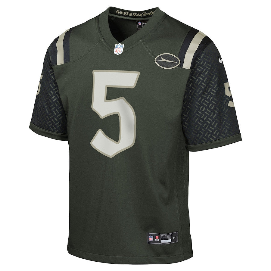 Garrett Wilson 5 New York Jets YOUTH 2025 Rivalries Collection Game Jersey - Gotham Green
