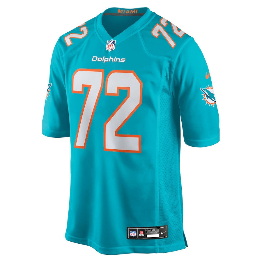 Jonah Savaiinaea 72 Miami Dolphins Team Game Men Jersey - Aqua