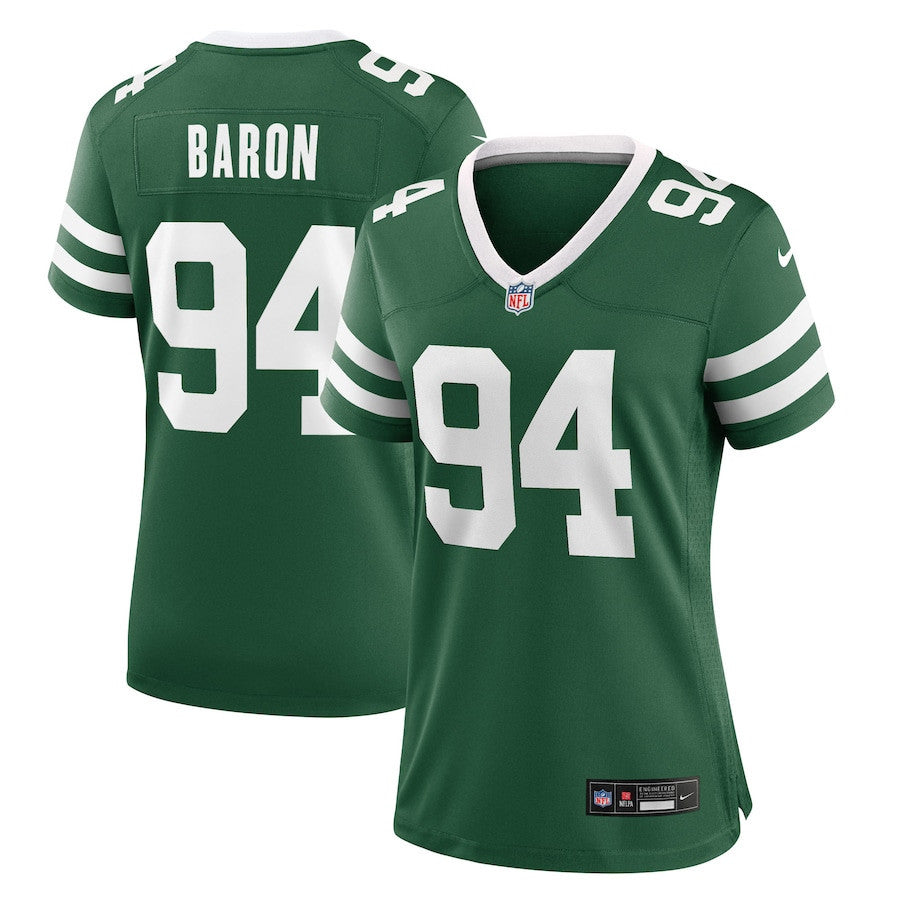 Tyler Baron 94 New York Jets Women's Team Game Jersey - Legacy Green