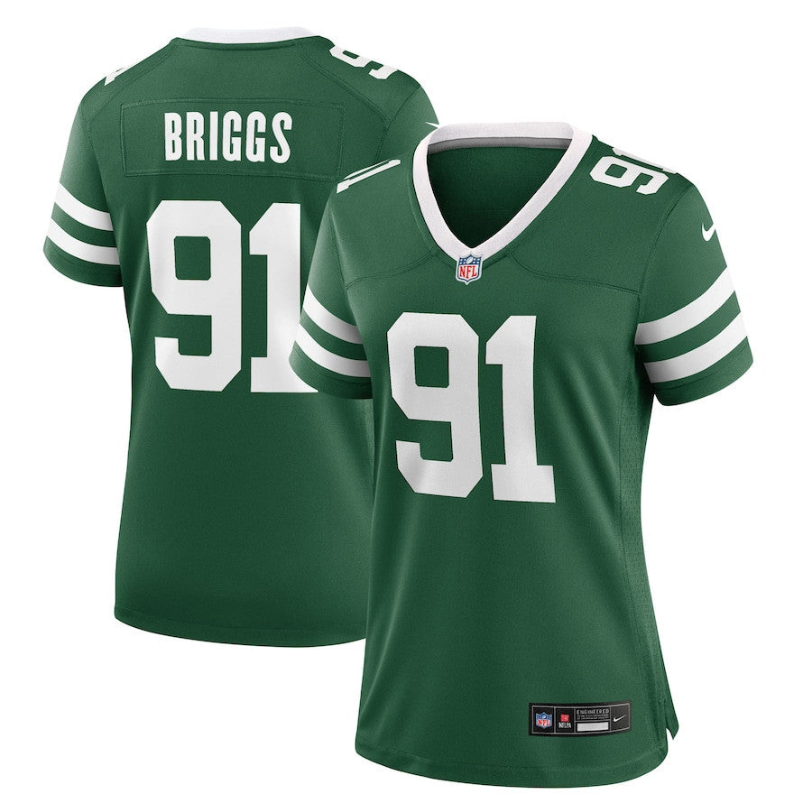 Jowon Briggs 91 New York Jets Women's Team Game Jersey - Legacy Green