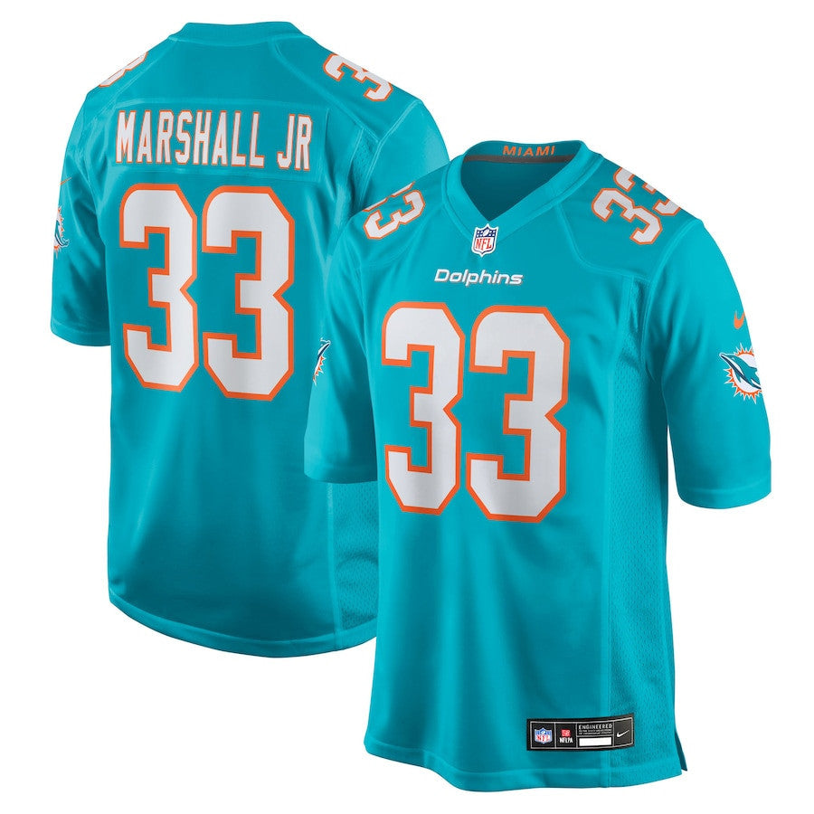 Jason Marshall Jr. 33 Miami Dolphins Team Game Men Jersey - Aqua