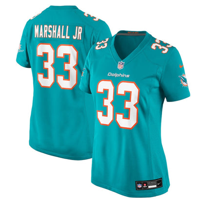 Jason Marshall Jr. 33 Miami Dolphins Women's Team Game Jersey - Aqua