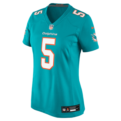 Jaylen Wright 5 Miami Dolphins Women's Team Game Jersey - Aqua