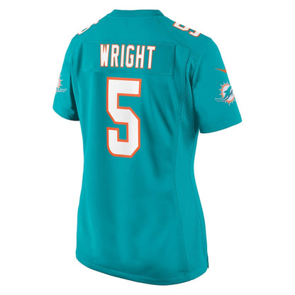 Jaylen Wright 5 Miami Dolphins Women's Team Game Jersey - Aqua