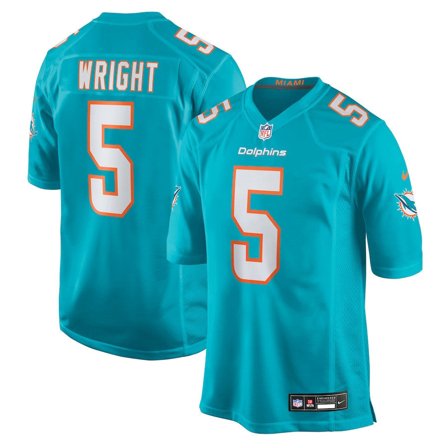 Jaylen Wright 5 Miami Dolphins Team Game Men Jersey - Aqua