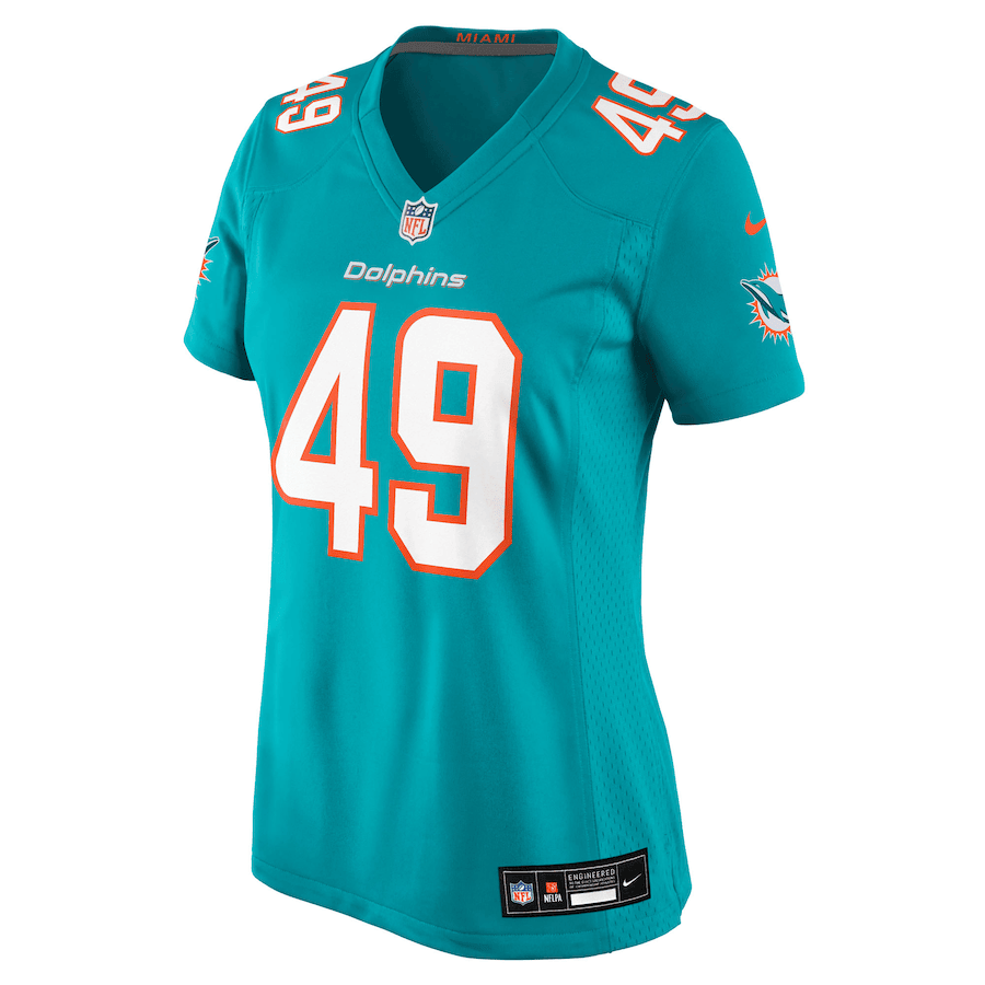 Joe Cardona 49 Miami Dolphins Women's Team Game Jersey - Aqua