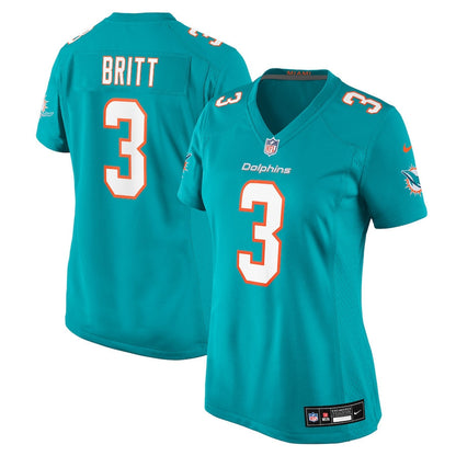 K.J. Britt 3 Miami Dolphins Women's Team Game Jersey - Aqua