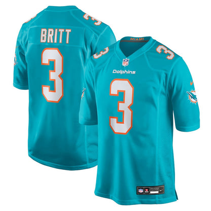 K.J. Britt 3 Miami Dolphins Team Game Men Jersey - Aqua