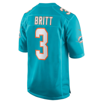 K.J. Britt 3 Miami Dolphins Team Game Men Jersey - Aqua