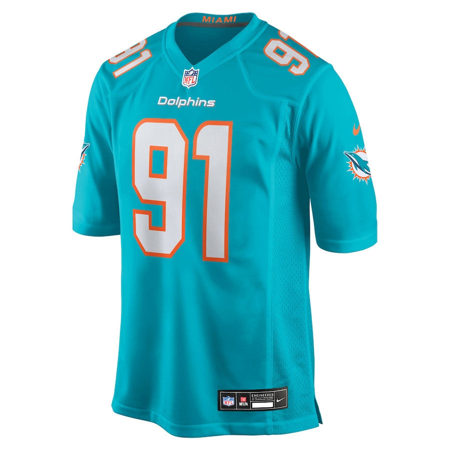 Matthew Butler 91 Miami Dolphins Team Game Men Jersey - Aqua