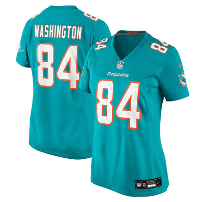 Tahj Washington 84 Miami Dolphins Women's Team Game Jersey - Aqua