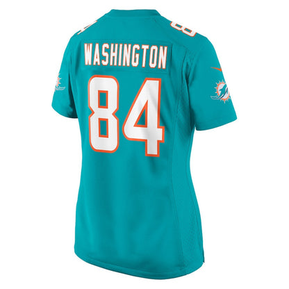 Tahj Washington 84 Miami Dolphins Women's Team Game Jersey - Aqua