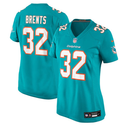 Julius Brents 32 Miami Dolphins Women's Team Game Jersey - Aqua