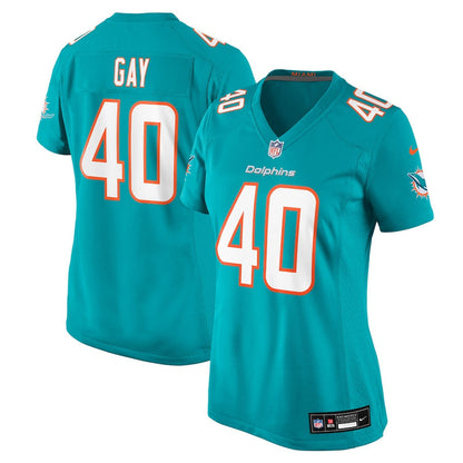 Willie Gay 40 Miami Dolphins Women's Team Game Jersey - Aqua