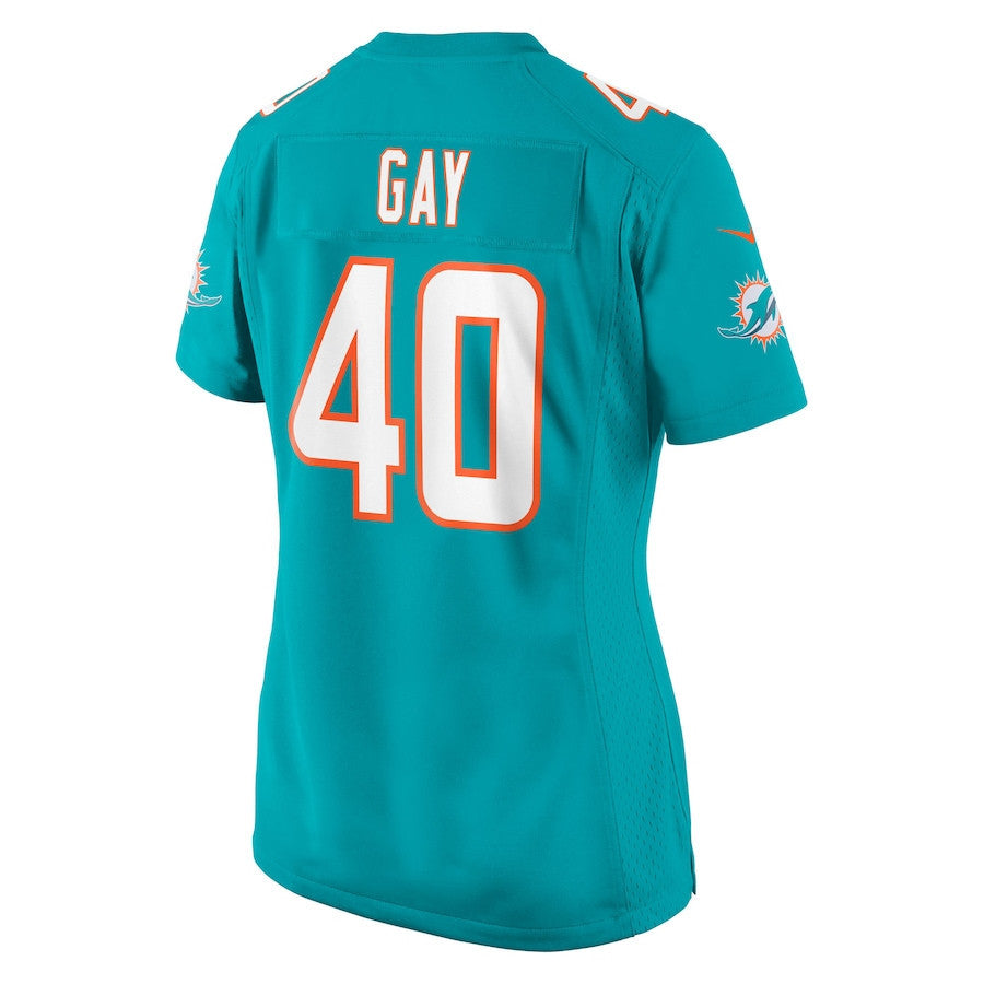 Willie Gay 40 Miami Dolphins Women's Team Game Jersey - Aqua