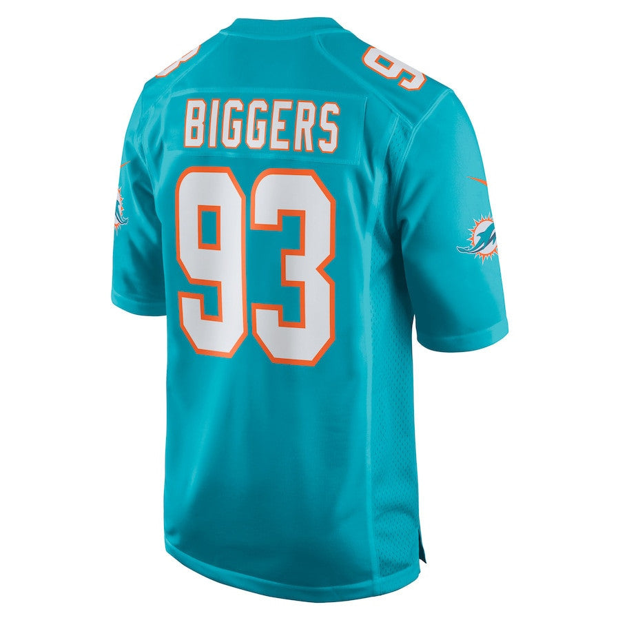 Zeek Biggers 93 Miami Dolphins Team Game Men Jersey - Aqua