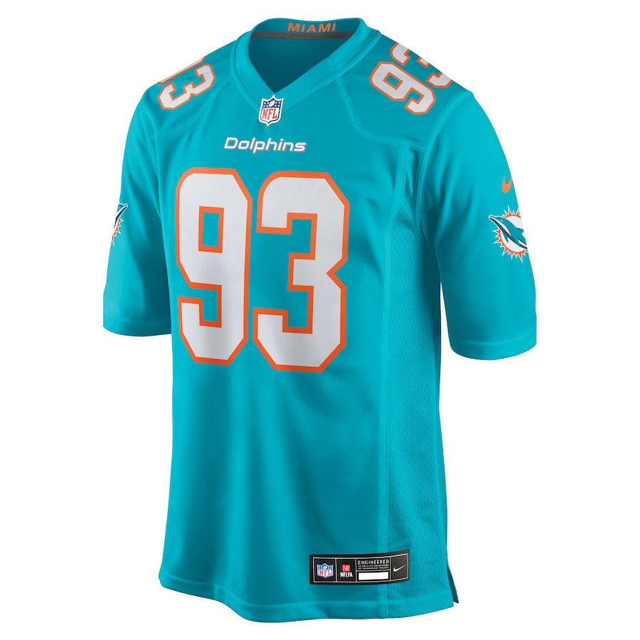 Zeek Biggers 93 Miami Dolphins Team Game Men Jersey - Aqua