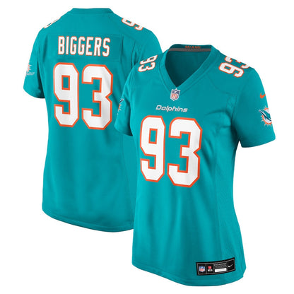 Zeek Biggers 93 Miami Dolphins Women's Team Game Jersey - Aqua