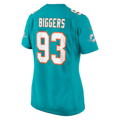 Zeek Biggers 93 Miami Dolphins Women's Team Game Jersey - Aqua