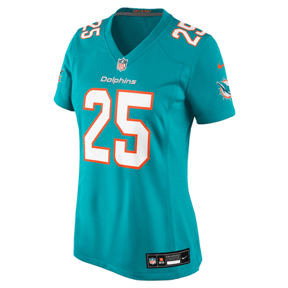 Tyrel Dodson 25 Miami Dolphins Women's Team Game Jersey - Aqua