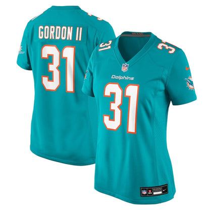 Ollie Gordon II 31 Miami Dolphins Women's Team Game Jersey - Aqua