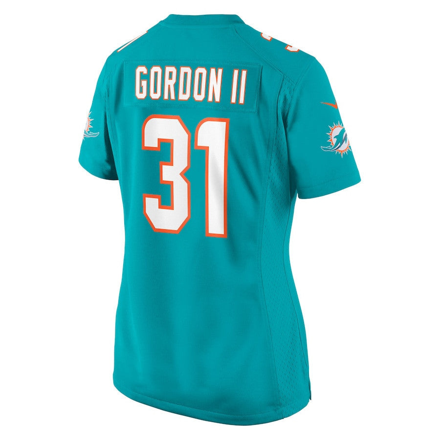 Ollie Gordon II 31 Miami Dolphins Women's Team Game Jersey - Aqua