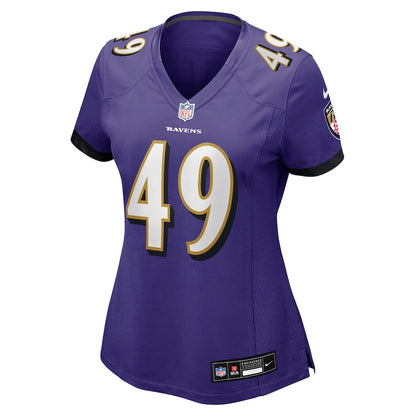 Jay Higgins IV 49 Baltimore Ravens Women's Team Game Jersey - Purple