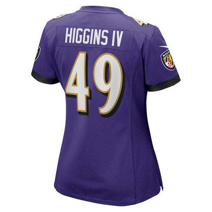 Jay Higgins IV 49 Baltimore Ravens Women's Team Game Jersey - Purple