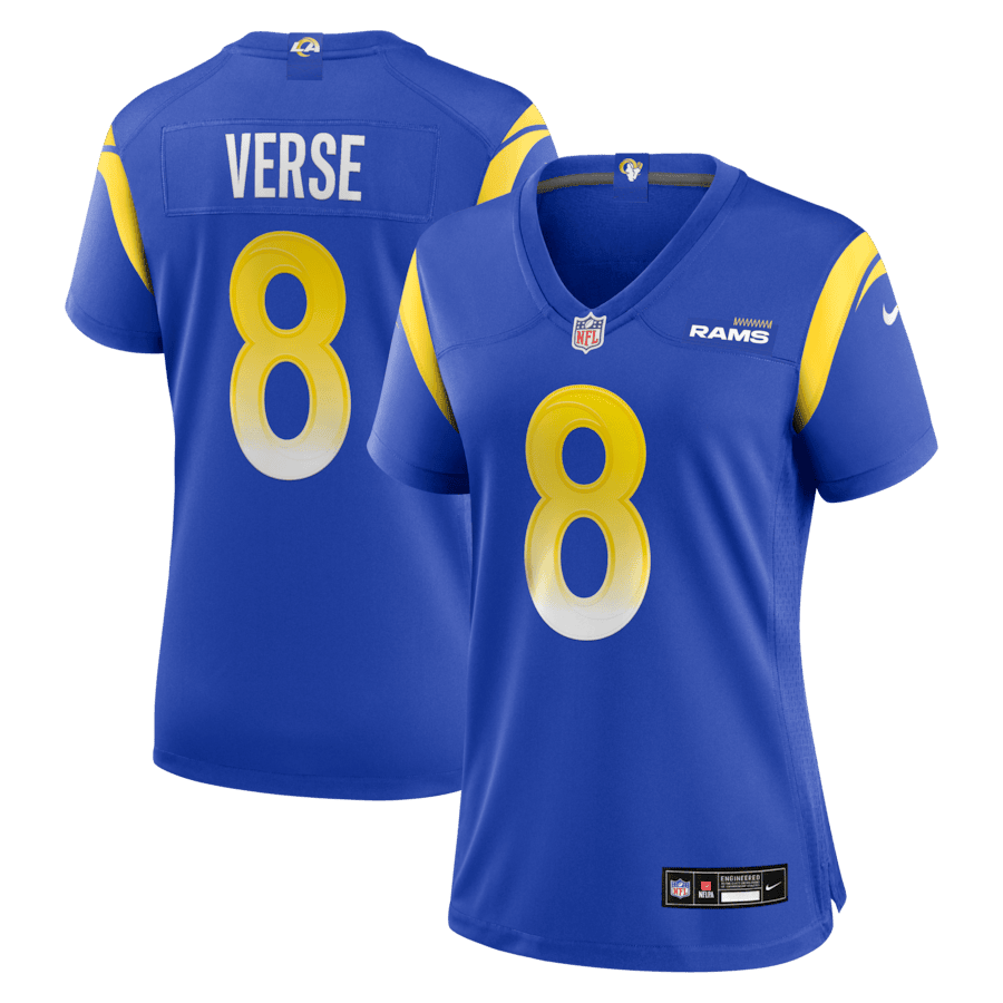 Jared Verse 8 Los Angeles Rams Women's Team Game Jersey - Royal