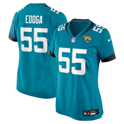 Chuma Edoga 55 Jacksonville Jaguars Women's Team Game Jersey - Teal