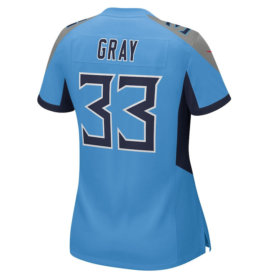 Cedric Gray 33 Tennessee Titans Women's Team Game Jersey - Light Blue