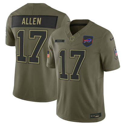 Josh Allen 17 Buffalo Bills 2025 Salute To Service Men Jersey - Olive