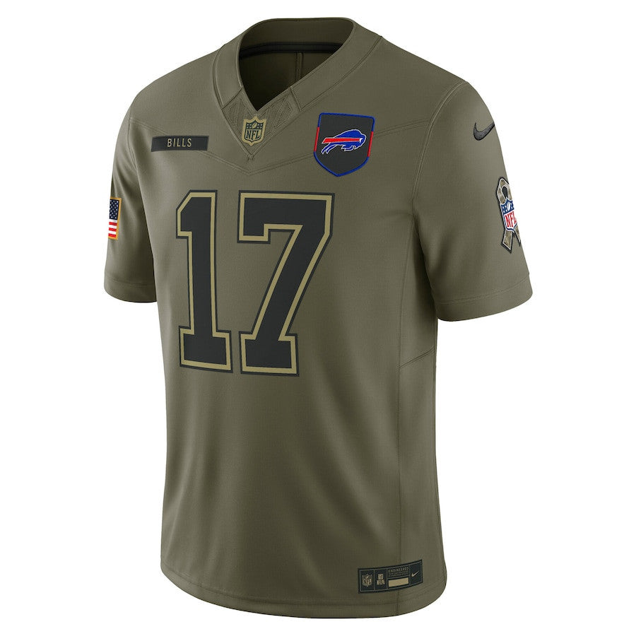 Josh Allen 17 Buffalo Bills 2025 Salute To Service Men Jersey - Olive