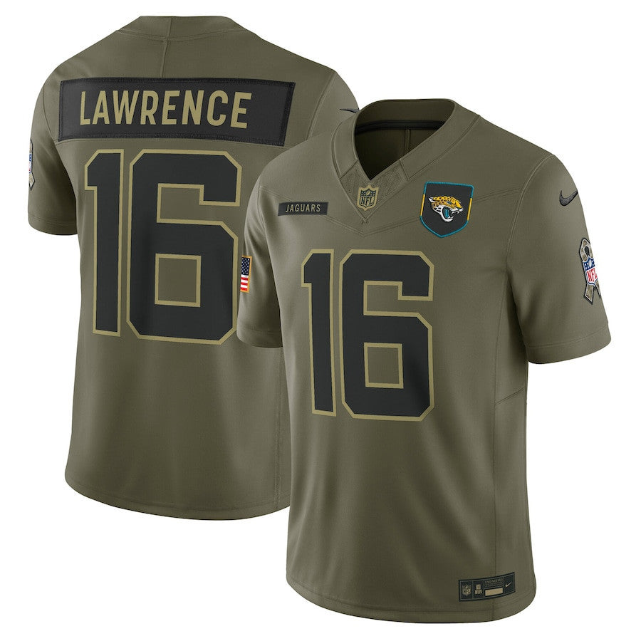 Trevor Lawrence 16 Jacksonville Jaguars 2025 Salute To Service Men Jersey - Olive