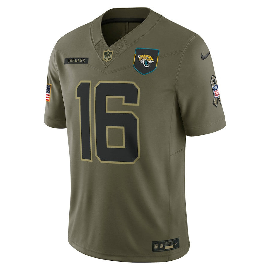 Trevor Lawrence 16 Jacksonville Jaguars 2025 Salute To Service Men Jersey - Olive