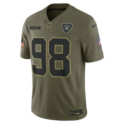 Maxx Crosby 98 Las Vegas Raiders 2025 Salute To Service Men Jersey - Olive