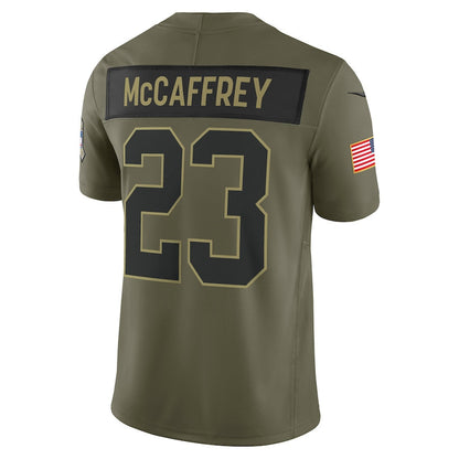 Christian McCaffrey 23 San Francisco 49ers 2025 Salute To Service Men Jersey - Olive