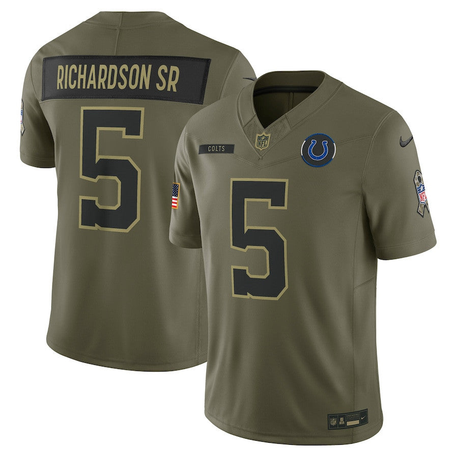 Anthony Richardson 5 Indianapolis Colts 2025 Salute To Service Men Jersey - Olive