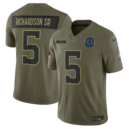 Anthony Richardson 5 Indianapolis Colts 2025 Salute To Service Men Jersey - Olive