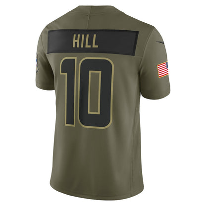 Tyreek Hill 10 Miami Dolphins 2025 Salute To Service Men Jersey - Olive