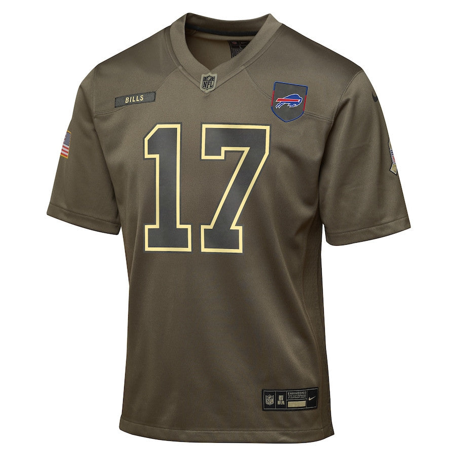 Josh Allen 17 Buffalo Bills 2025 Salute to Service YOUTH Jersey - Olive