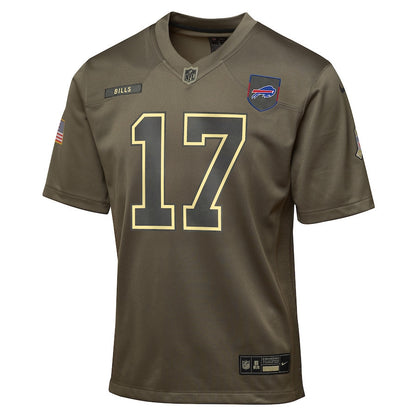 Josh Allen 17 Buffalo Bills 2025 Salute to Service YOUTH Jersey - Olive