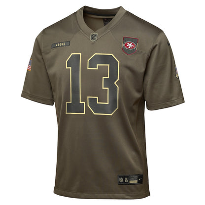 Brock Purdy 13 San Francisco 49ers 2025 Salute to Service YOUTH Jersey - Olive