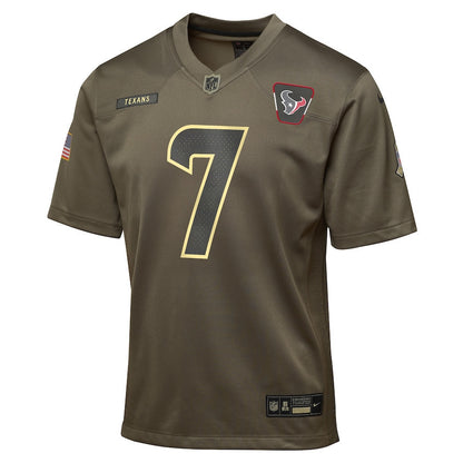 C.J. Stroud 7 Houston Texans 2025 Salute to Service YOUTH Jersey - Olive
